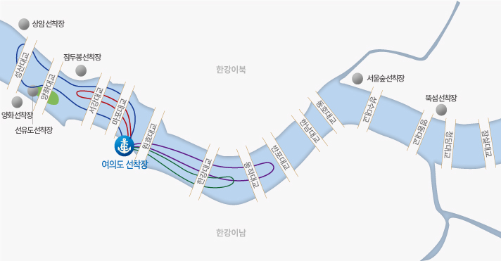 한강유람선 운항코스 지도